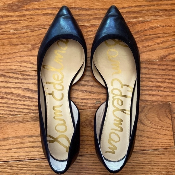 SAM Edelman black pointed toe leather flats size 10M GUC - Picture 1 of 8